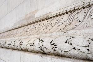 Close up Ancient Sculpture of Arc de Triomphe, Paris France. photo