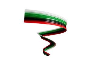 United Arab Emirates flag colors ribbon spiral abstract background. 3d illustration. photo