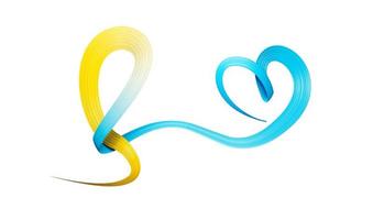 Kazakhstan Flag colors making bow to heart with ribbon 3d Illustration photo