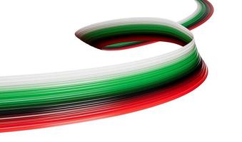 espiral de cinta ondeando con la bandera de los emiratos árabes unidos. ilustración 3d del día de la independencia foto