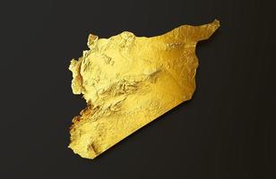 Syria Map Golden metal Color Height map Background 3d illustration photo