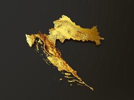 croacia mapa dorado metal color altura mapa fondo 3d ilustración foto