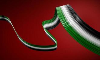 Cinta de bandera palestina, ilustración 3d sobre fondo aislado foto