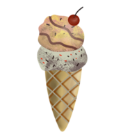 Delicious ice cream cone illustration png