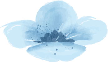 ilustração de flor em aquarela azul isolada png