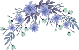 bel arrangement de fleurs et de feuilles violettes illustration aquarelle png