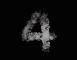 realistic smoke 4 number spreading on dark background photo