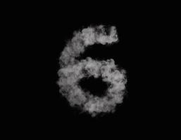 realistic smoke 6 number spreading on dark background photo