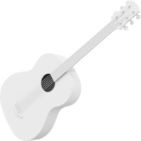 White acoustic guitar. 3D rendering. PNG icon on transparent background.