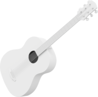 vit akustisk gitarr. 3d tolkning. png ikon på transparent bakgrund.