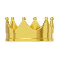 Realistic royal crown gold metal, symbol of power. 3d rendering. PNG icon on transparent background.