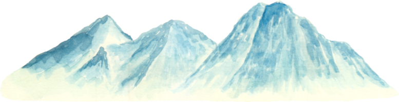 montaña de acuarela. paisaje de montañas azules png