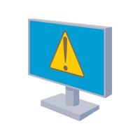 Computer monitor with a warning sign icon vector