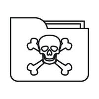 File folder with a skull icon, outline style vector
