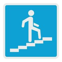 Man climbing the stairway icon, flat style. vector