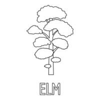 Elm icon, outline style. vector