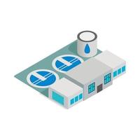 Water treatment building icon, isometric 3d style vector