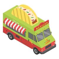 Mexican food truck icon, isometric style vector