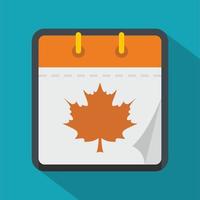 Calendar autumn icon, flat style vector