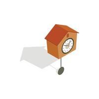 icono de reloj de cuco, estilo 3d isométrico vector