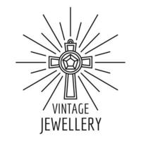 Vintage jewellery logo, outline style vector