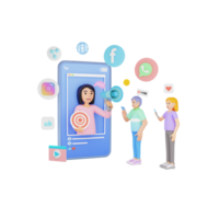 Social Media Marketing 3D Character Illustration png