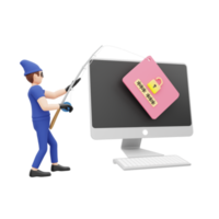 Stealing Data 3D Character Illustration png