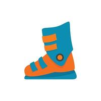 icono de botas de esquí, estilo plano vector