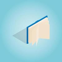 Blue open book icon, isometric 3d style vector