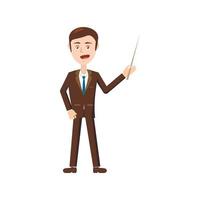 Businessman with pointer icon, cartoon style vector