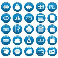 Money vector icons set blue, simple style