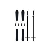 Skis and ski poles icon, simple style vector