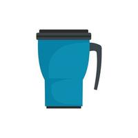 icono de taza termo, estilo plano vector