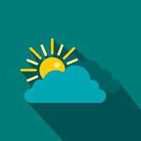 icono de sol y nube en estilo plano vector