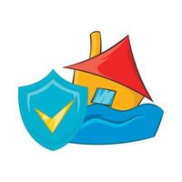 Flood insurance icon, cartoon style vector