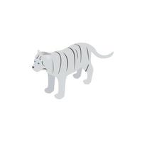 White tiger icon, isometric 3d style vector