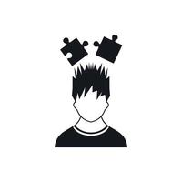 Man with puzzles over head icon, simple style vector