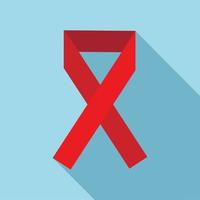 Red ribbon icon, flat style vector