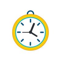 Wall clock with yellow rim icon, flat style vector