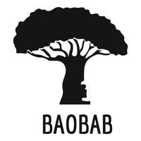 icono de árbol baobab, estilo negro simple vector