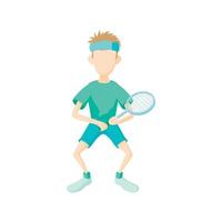 Tennis player icon, cartoon style vector