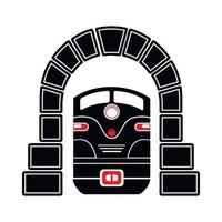 Train in tunnel icon, simple style vector