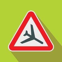 Warning sign of low flying aircraft icon vector