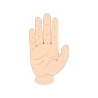 Hand showing five fingers icon, cartoon style vector