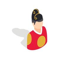 Man in korean costume icon, isometric 3d style vector