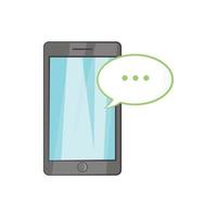 Smartphone with speech bubble icon, cartoon style vector