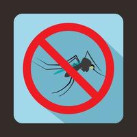 ningún icono de signo de mosquito, tipo plano vector