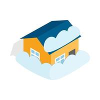 House covered with snow icon, isometric 3d style vector