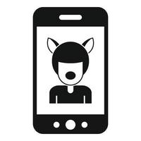 icono de animal de máscara selfie, estilo simple vector