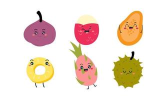 frutas lindas personajes divertidos icono vector